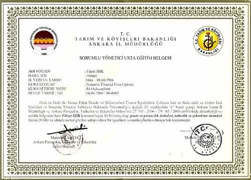 Usta Eğitim Belgesi